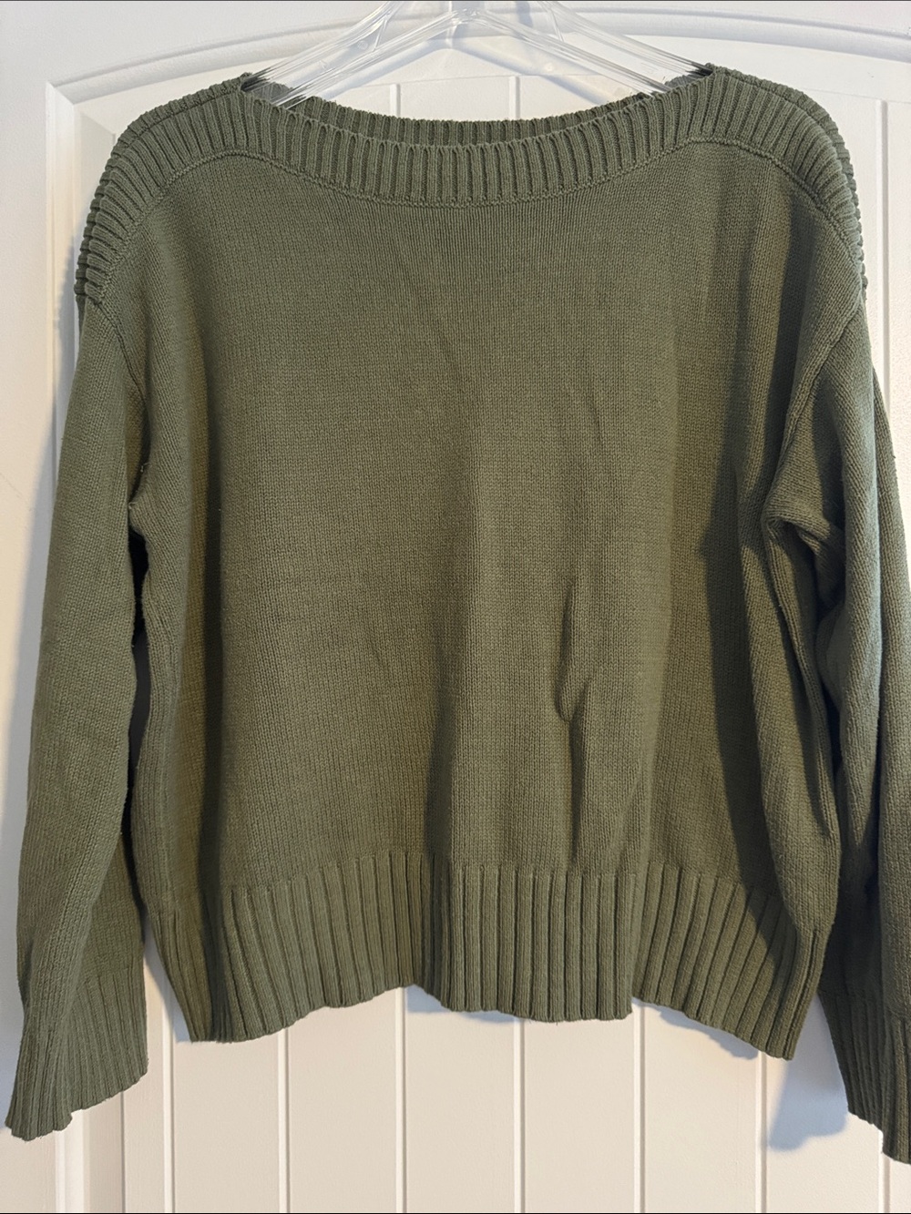LOFT Olive Green Crewneck Knit Sweater